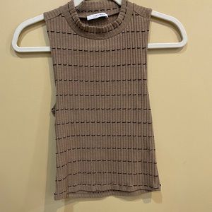 Zara Trafaluc Tan High Neck Tank Top